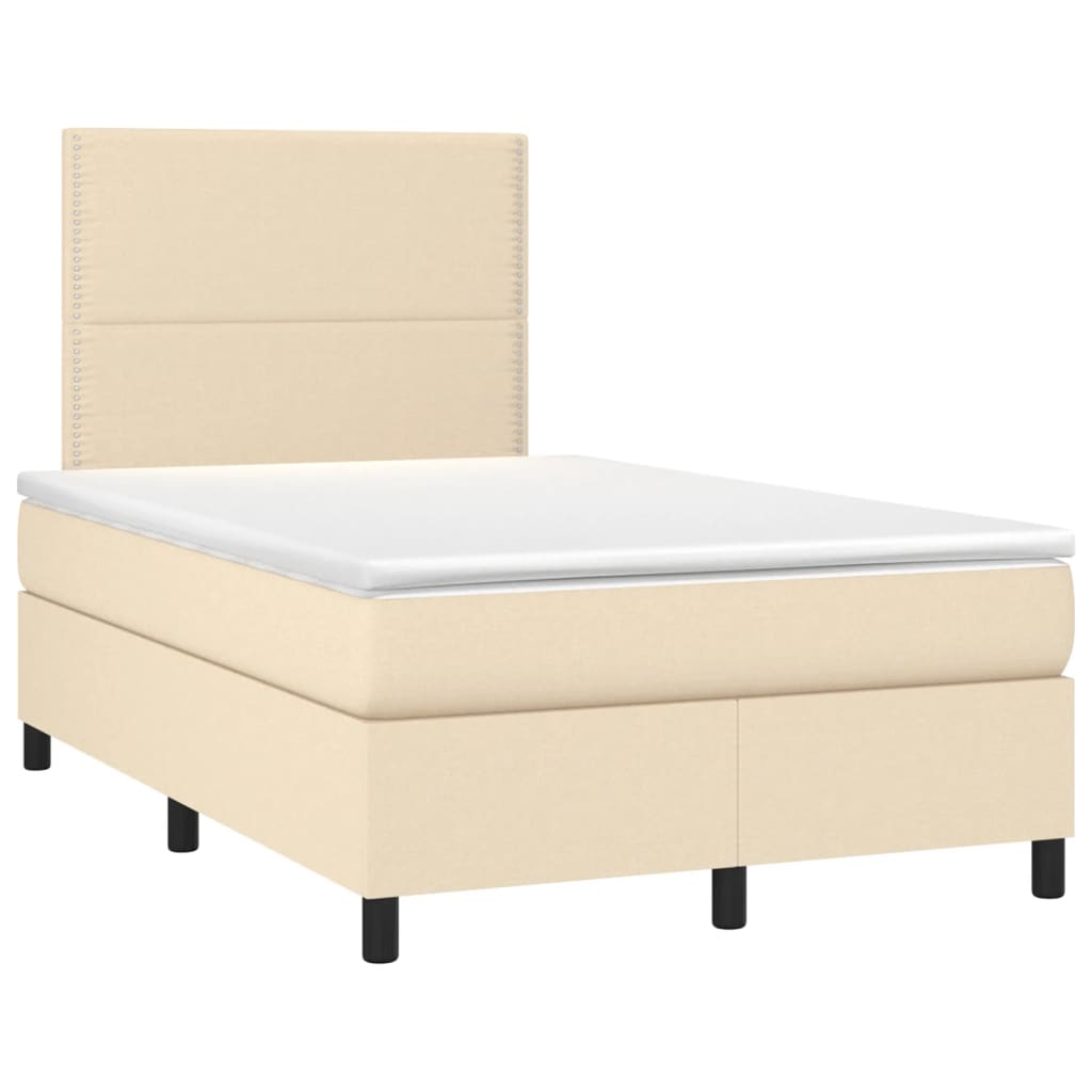 vidaXL Sommier à lattes de lit avec matelas crème 120x190 cm tissu