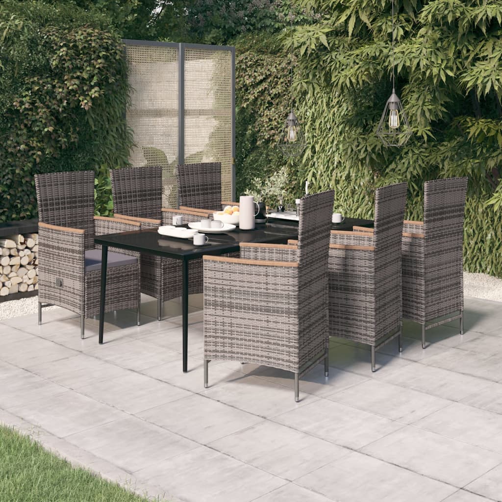 vidaXL Ensemble à manger de jardin avec coussins 7 pcs Gris