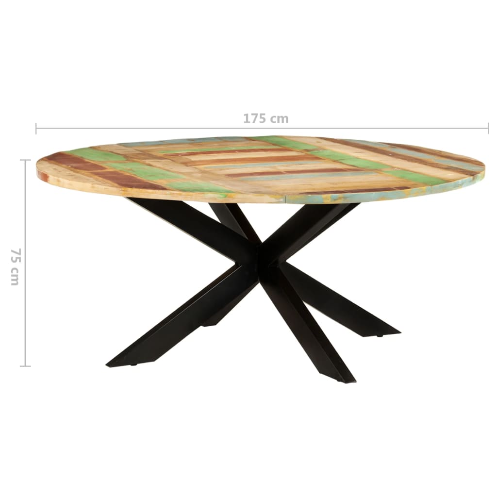 vidaXL Table à dîner ronde 175x75 cm Bois de récupération massif