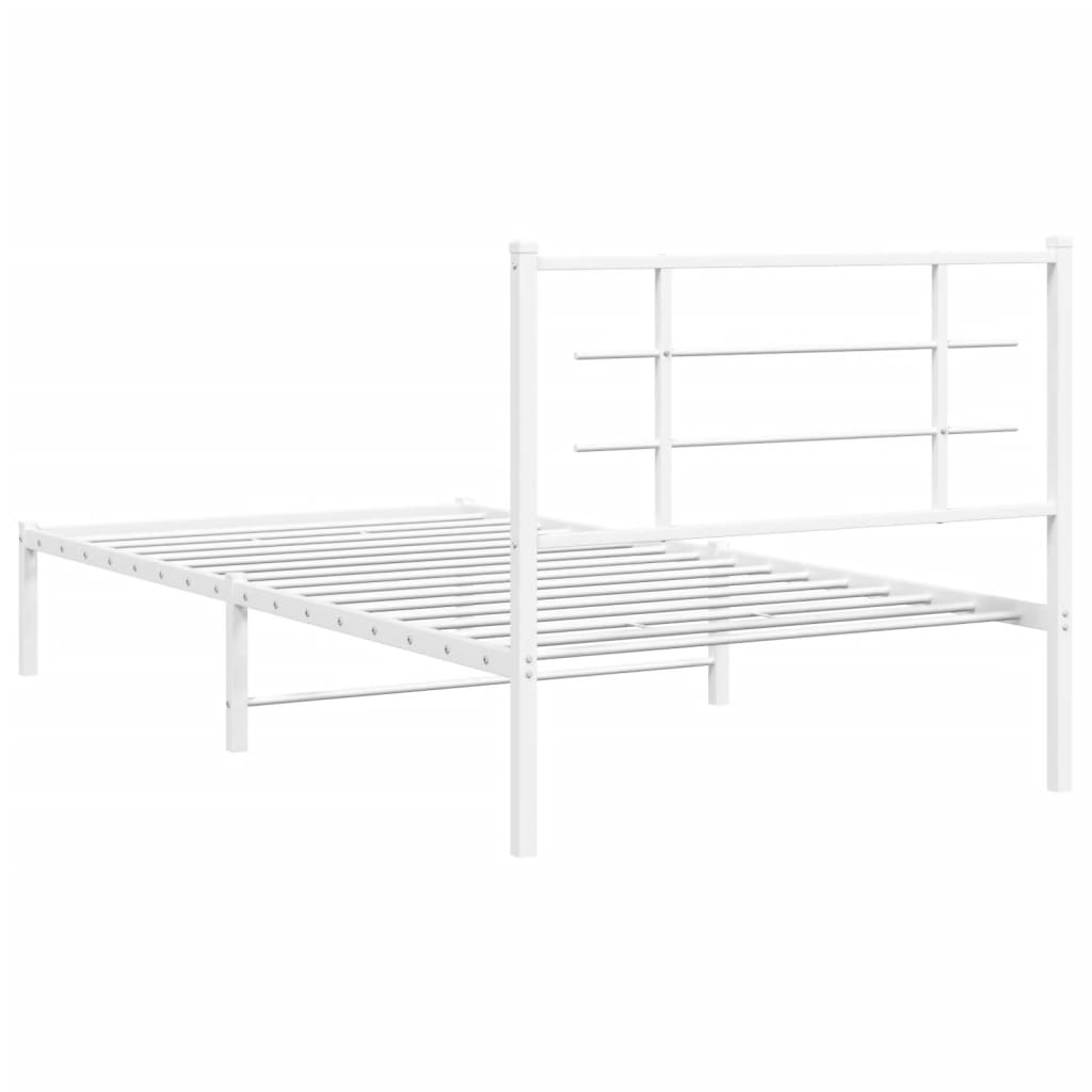 vidaXL Cadre de lit métal sans matelas et tête de lit blanc 100x200 cm