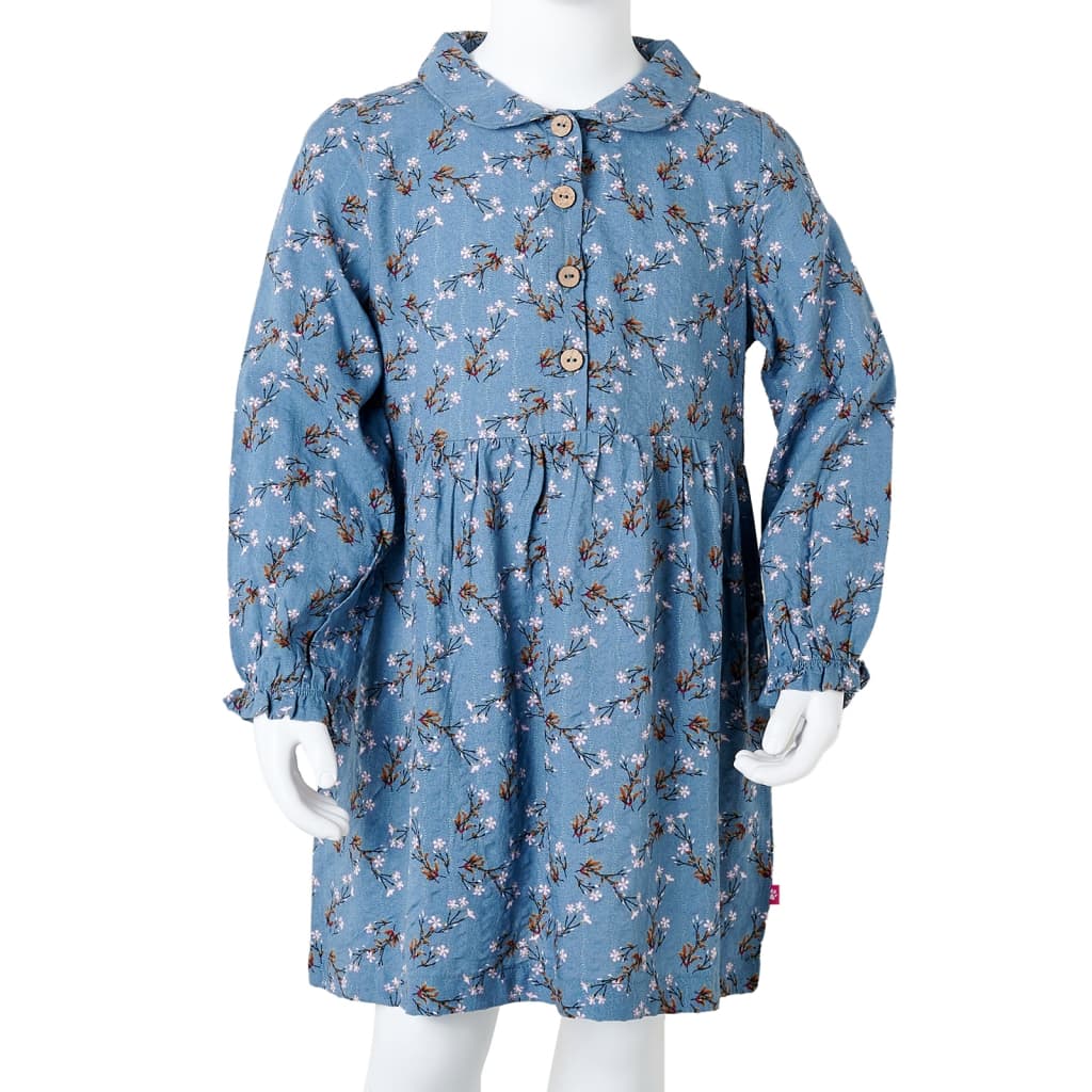 Robe pour enfants à manches longues bleu essence 116