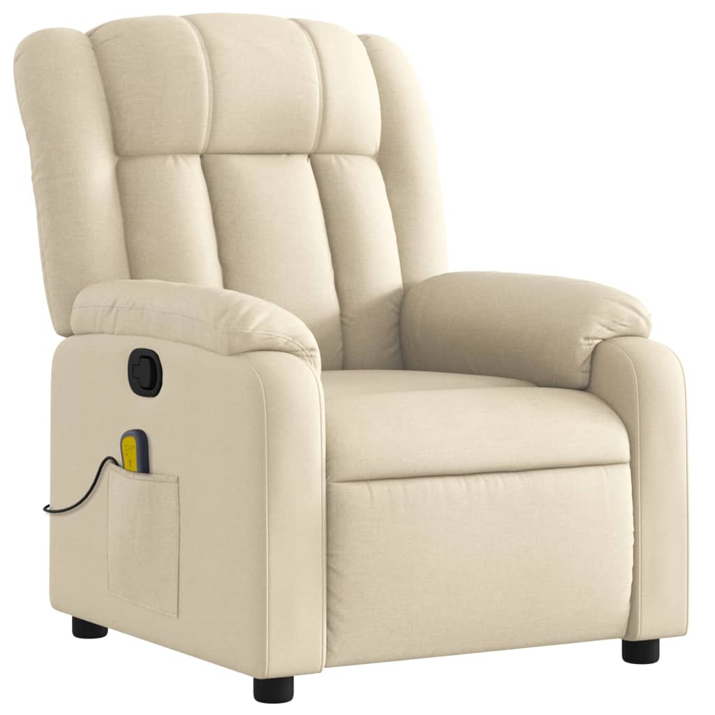 vidaXL Fauteuil de massage inclinable Crème Tissu