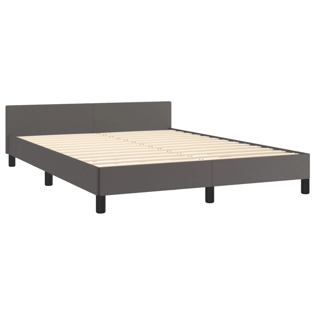 vidaXL Cadre de lit avec tête de lit sans matelas gris 140x190 cm