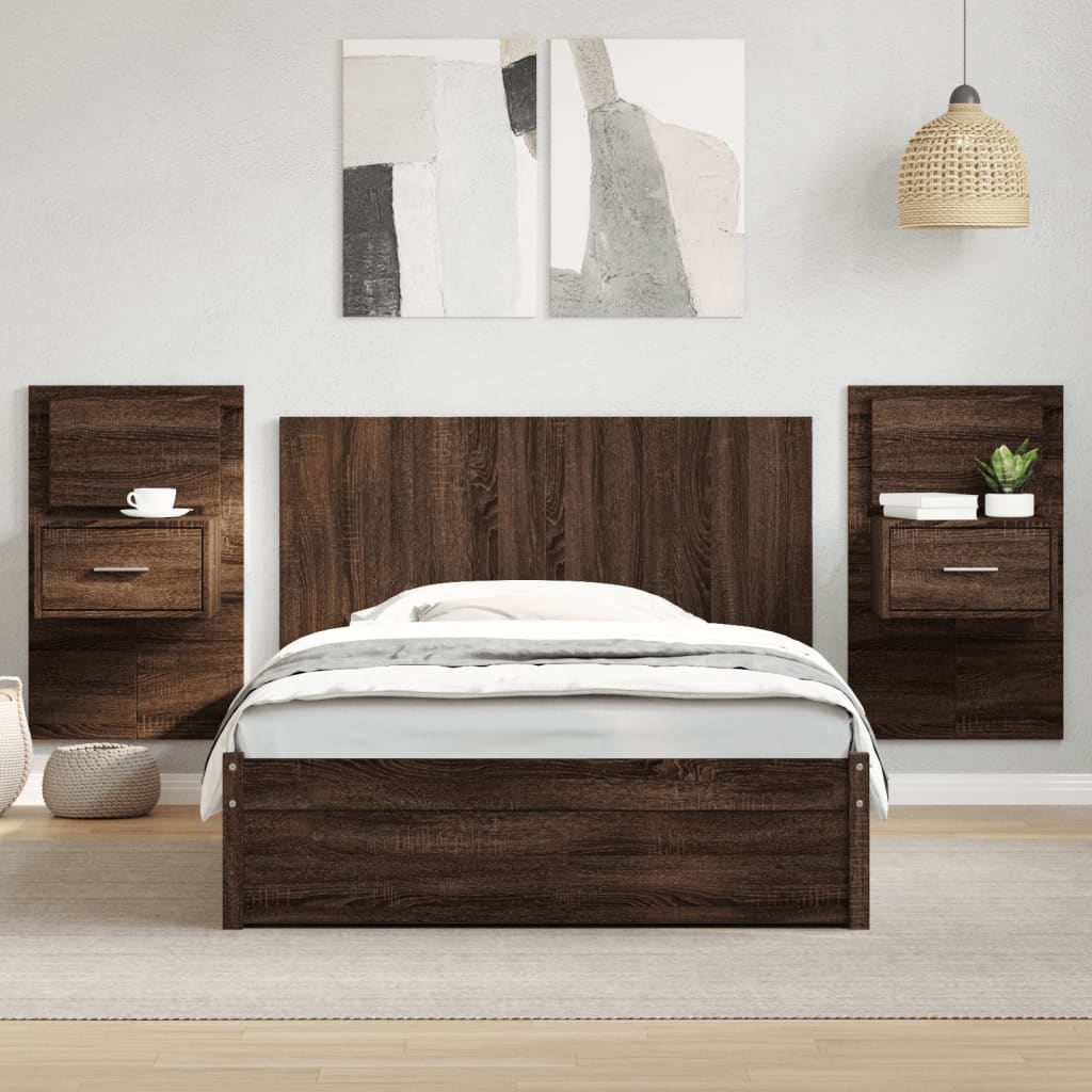 vidaXL Tête de lit avec armoires chêne marron 120 cm bois d'ingénierie