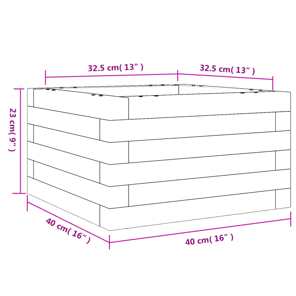 vidaXL Jardinière 40x40x23 cm bois de pin massif