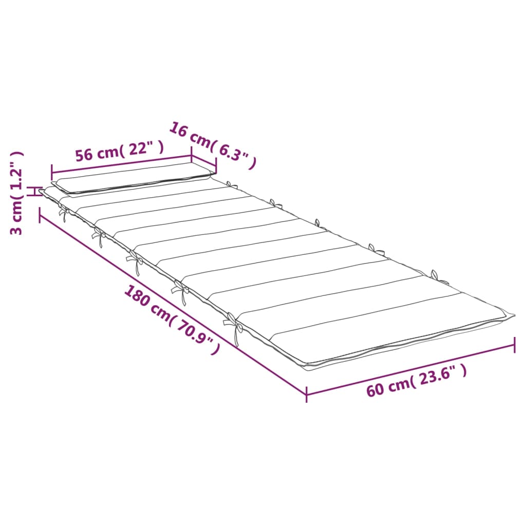 vidaXL Coussin de chaise longue vert 180x60x3 cm tissu oxford