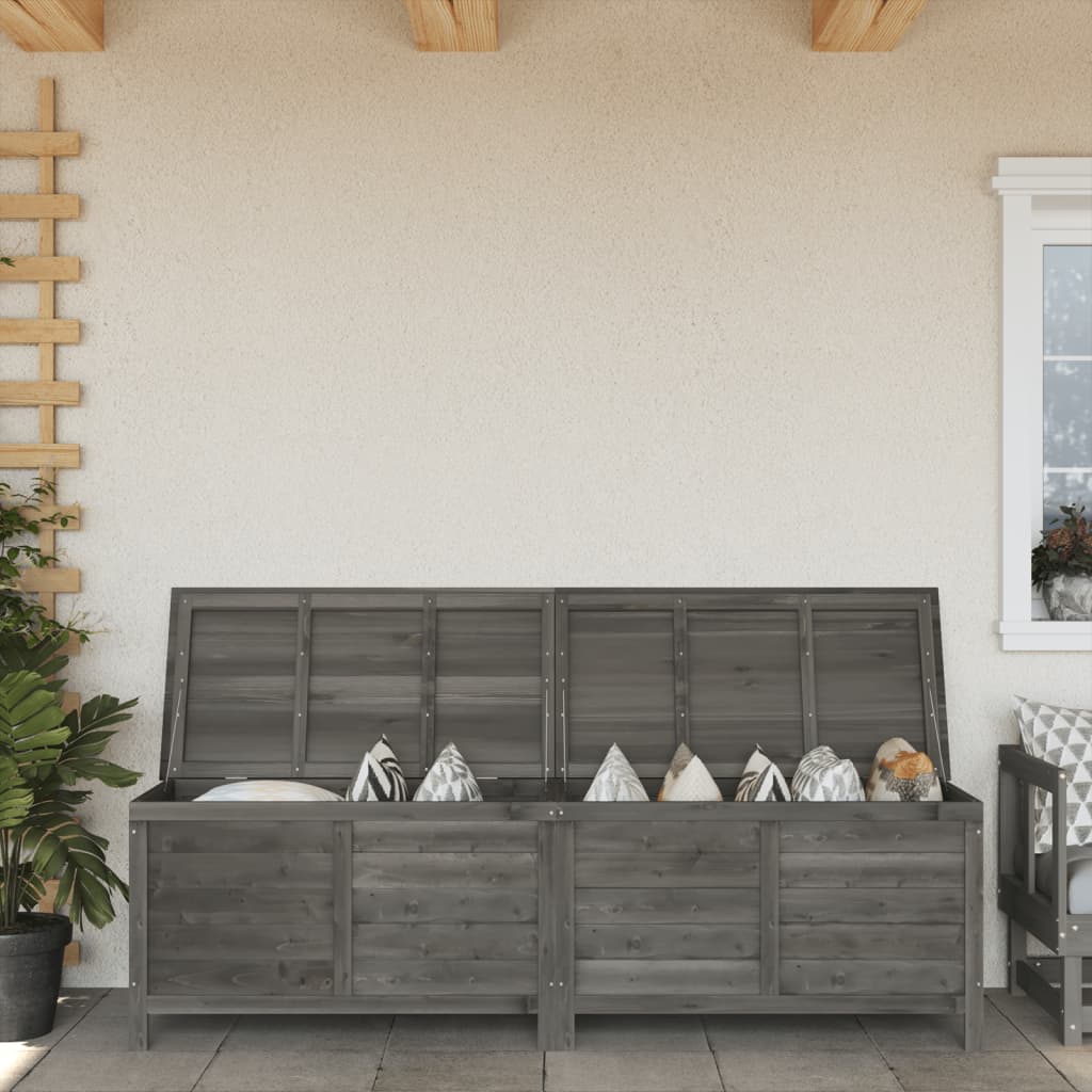 vidaXL Boîte de rangement de jardin anthracite bois massif de sapin