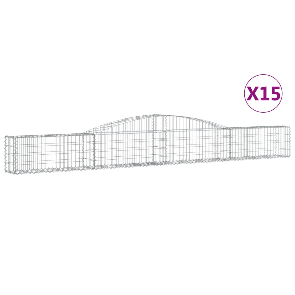 vidaXL Paniers à gabions arqués 15 pcs 400x30x40/60 cm Fer galvanisé