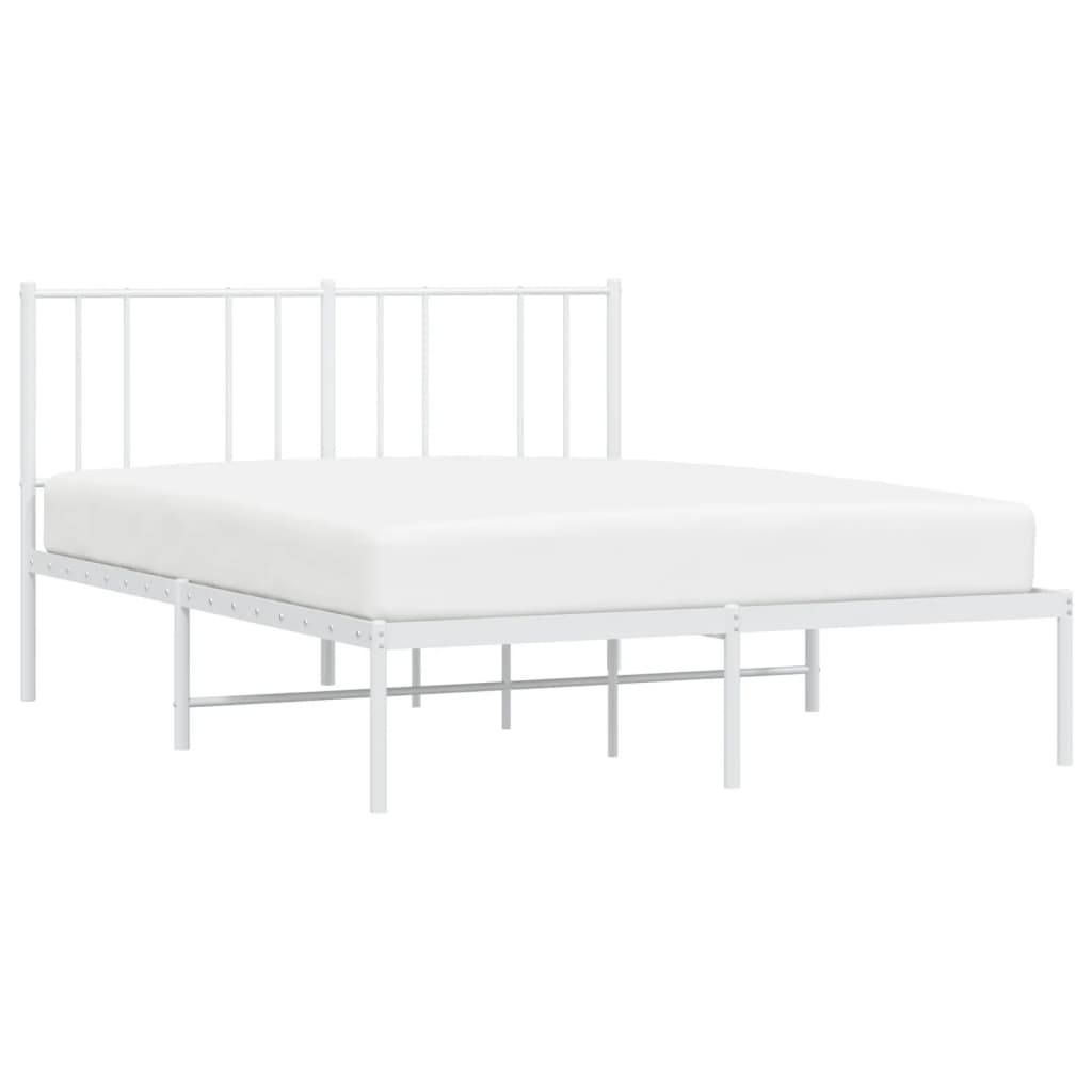 vidaXL Cadre de lit métal sans matelas et tête de lit blanc 135x190 cm