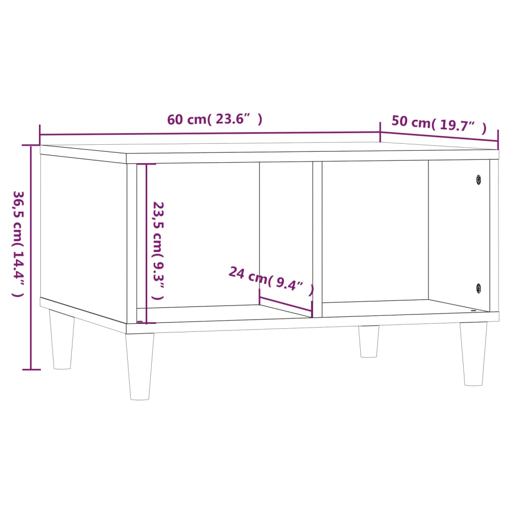 vidaXL Table basse Chêne marron 60x50x36,5 cm Bois d'ingénierie