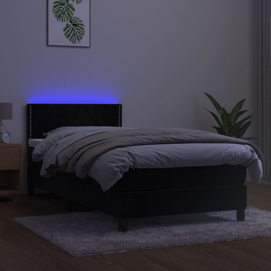 vidaXL Sommier à lattes de lit avec matelas LED Noir 80x200cm Velours