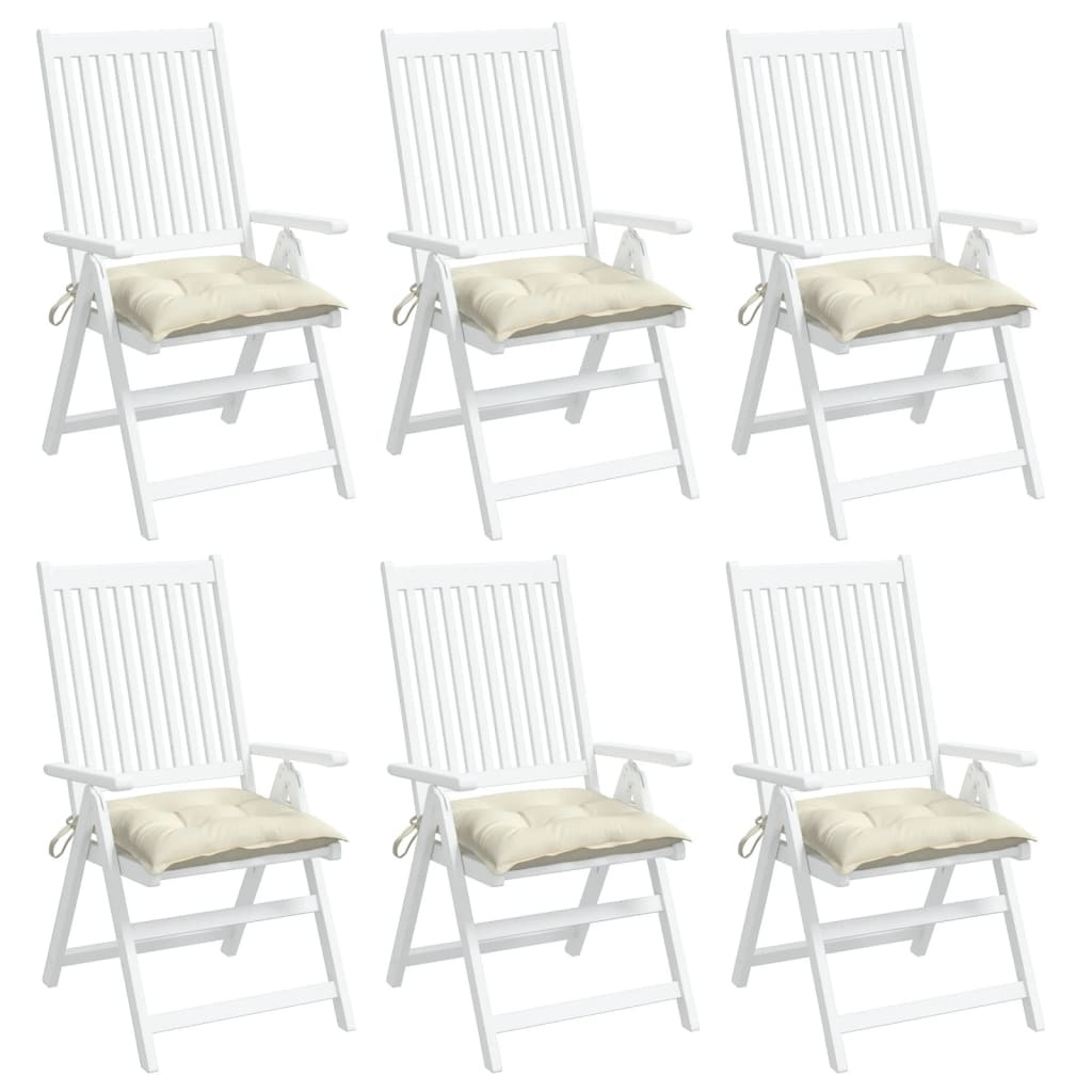 vidaXL Coussins de chaise 6 pcs blanc crème 40x40x7 cm tissu oxford