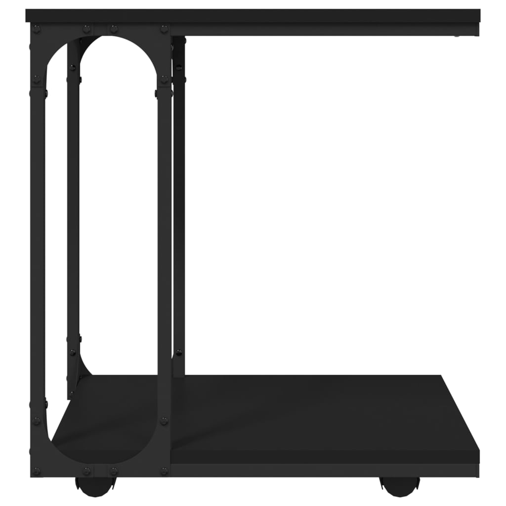 vidaXL Table d'appoint avec roues Noir 50x35x55,5 cm Bois d'ingénierie