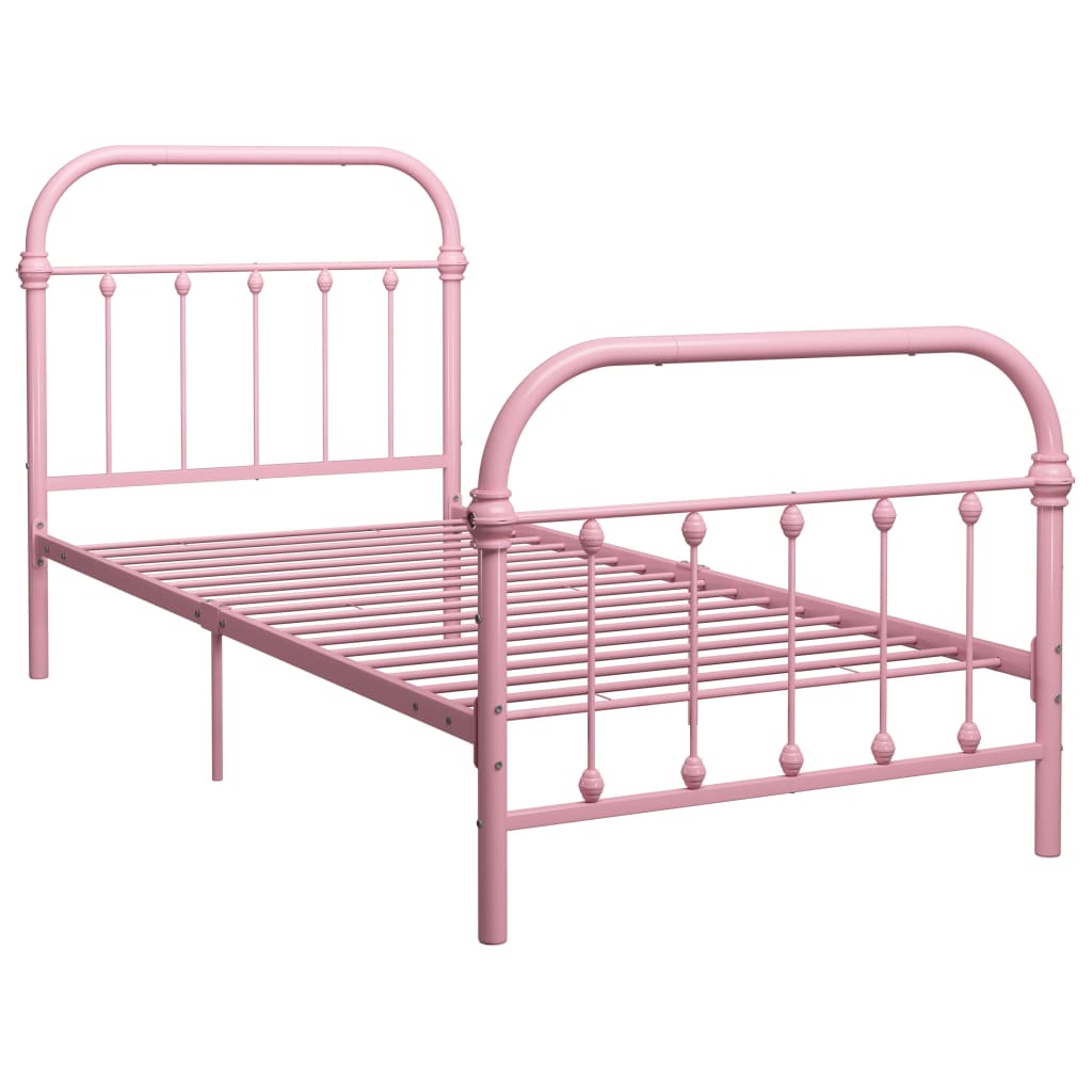 vidaXL Cadre de lit sans matelas rose métal 90x200 cm