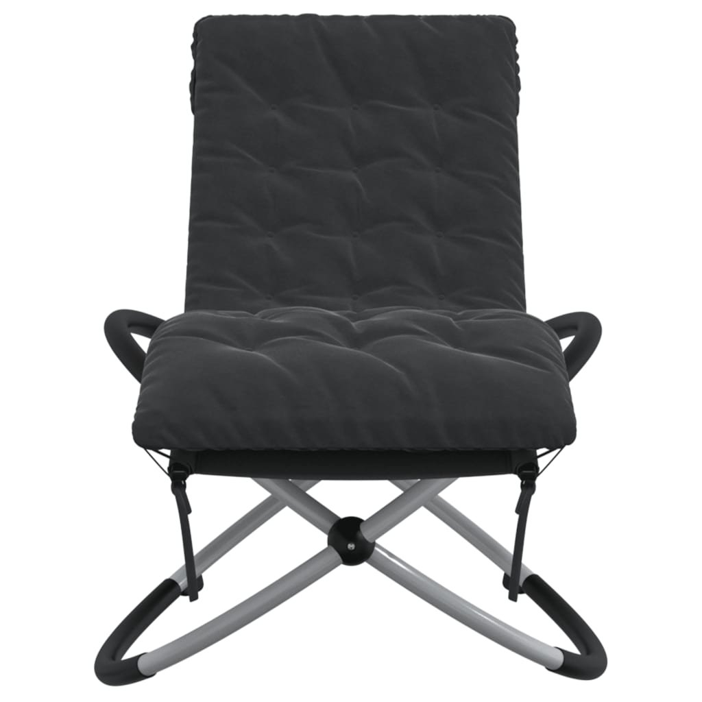 vidaXL Chaise longue géométrique avec coussin noir et gris acier