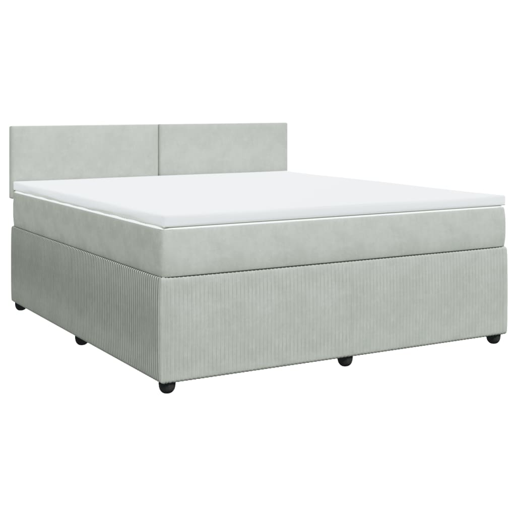 vidaXL Sommier à lattes de lit et matelas Gris clair 180x200cm Velours