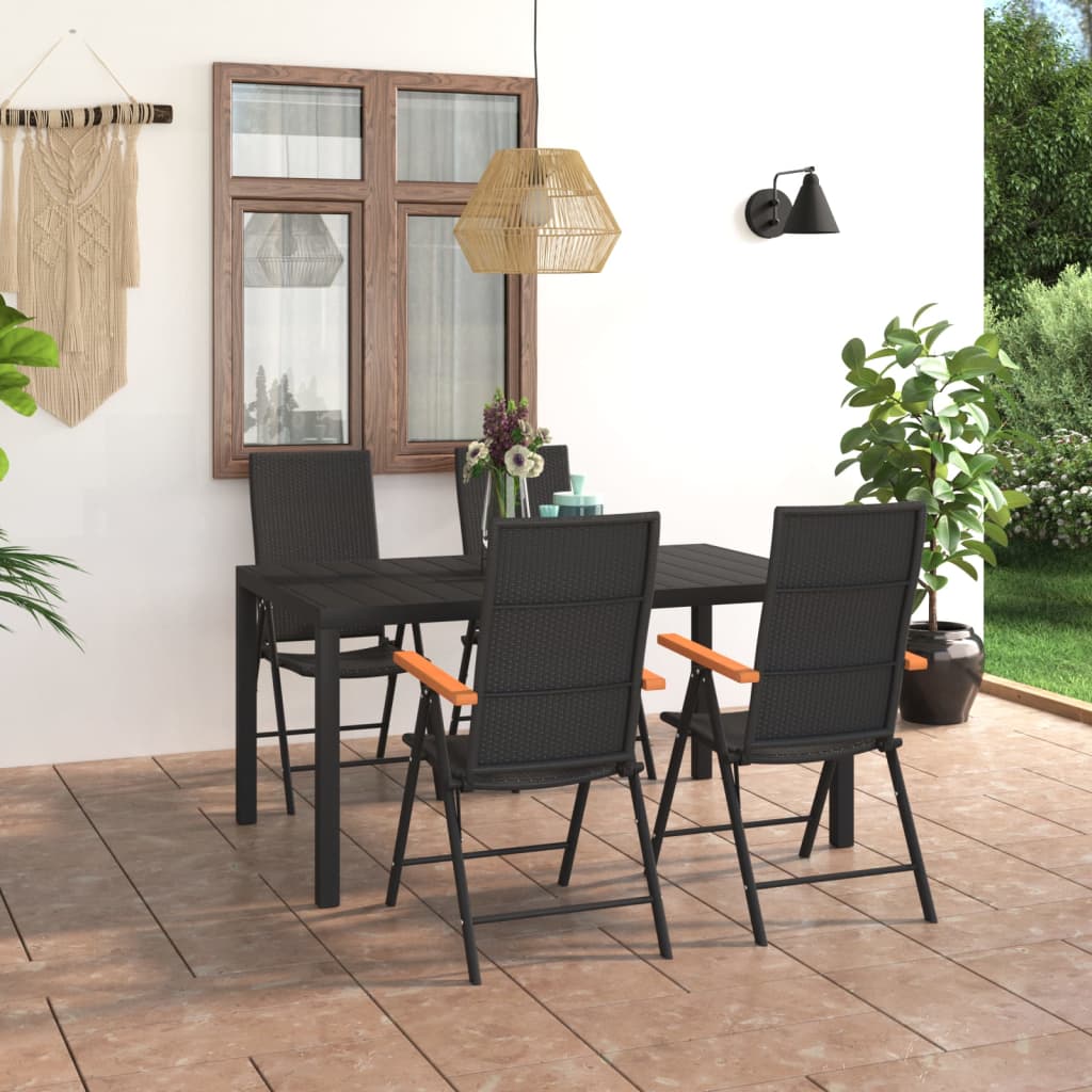 vidaXL Ensemble à manger de jardin 5 pcs noir et marron