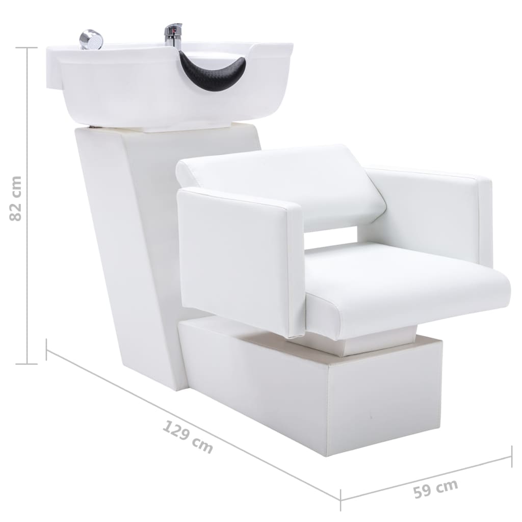 vidaXL Unité de rinçage de shampoing avec chaise de salon Similicuir