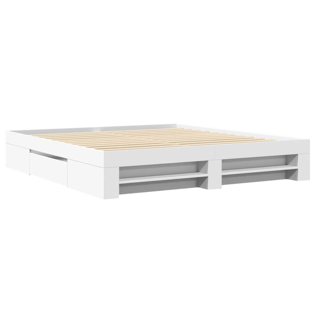 vidaXL Cadre de lit sans matelas blanc 200x200 cm bois d'ingénierie