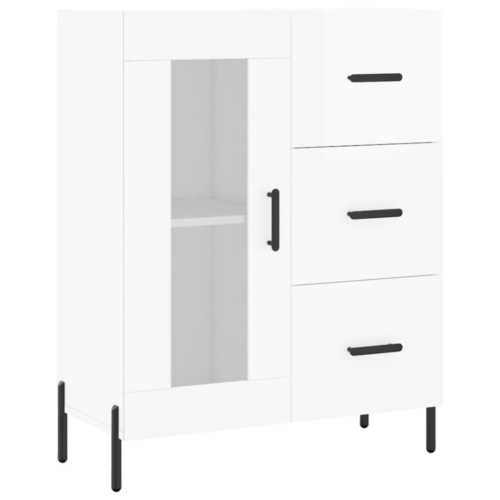 vidaXL Buffet haut Blanc brillant 69,5x34x180 cm Bois d'ingénierie