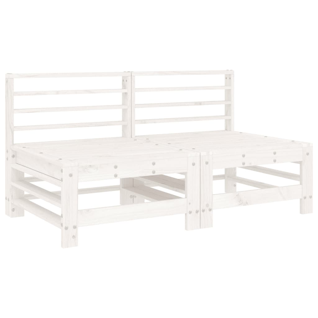 vidaXL Canapés centraux avec coussins 2 pcs blanc bois de pin massif