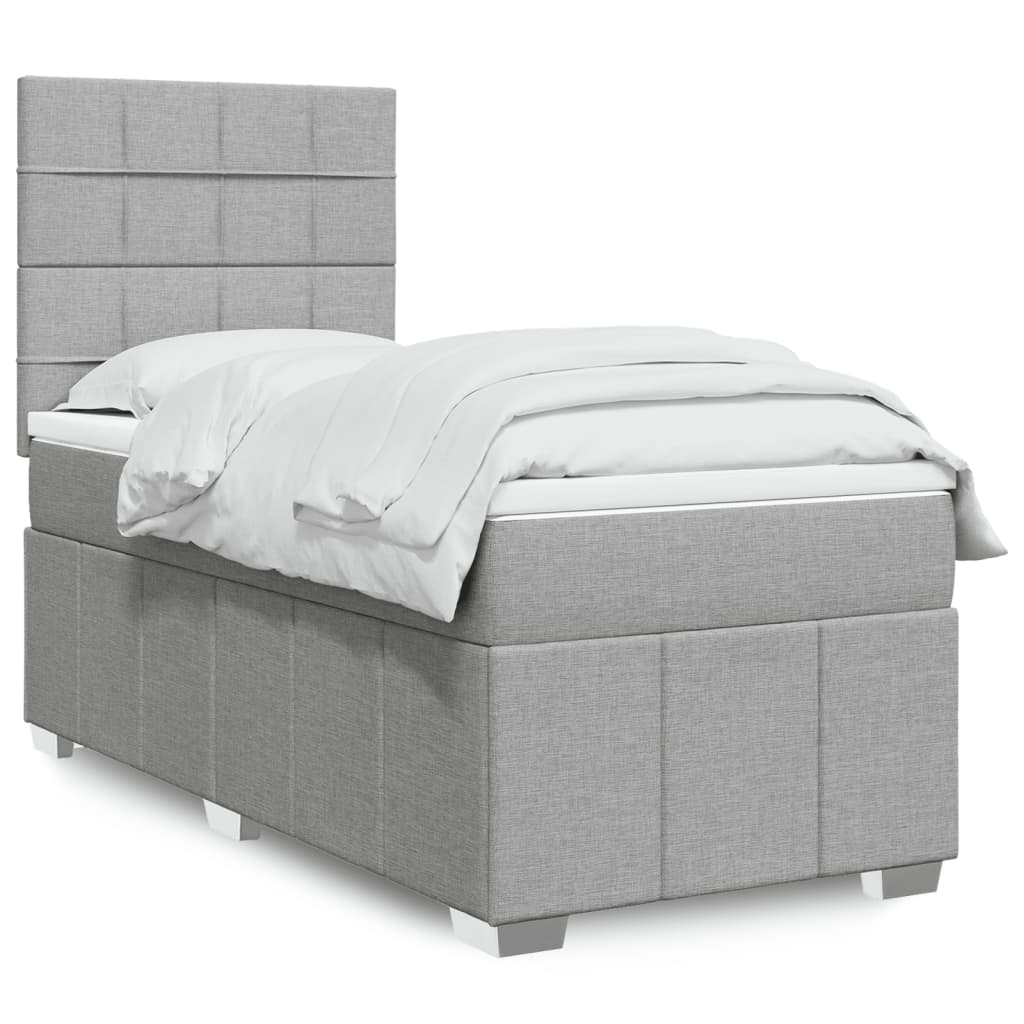 vidaXL Sommier à lattes de lit avec matelas Gris clair 90x200 cm Tissu