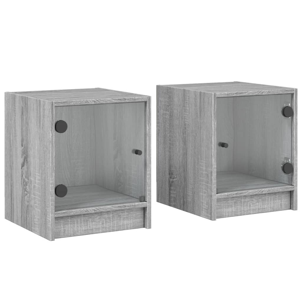 vidaXL Tables de chevet et portes vitrées 2pcs sonoma gris 35x37x42cm