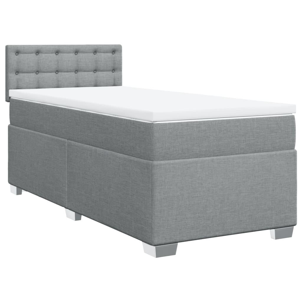 vidaXL Sommier à lattes de lit avec matelas Gris clair 90x200 cm Tissu