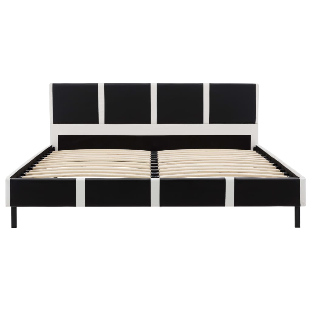 vidaXL Cadre de lit Noir et blanc Similicuir 120 x 200 cm