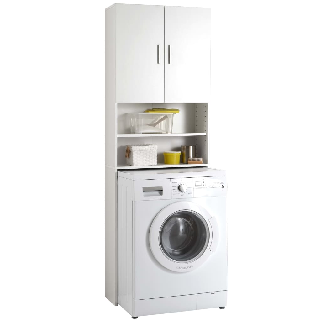 FMD Meuble pour machine à laver avec espace de rangement Blanc