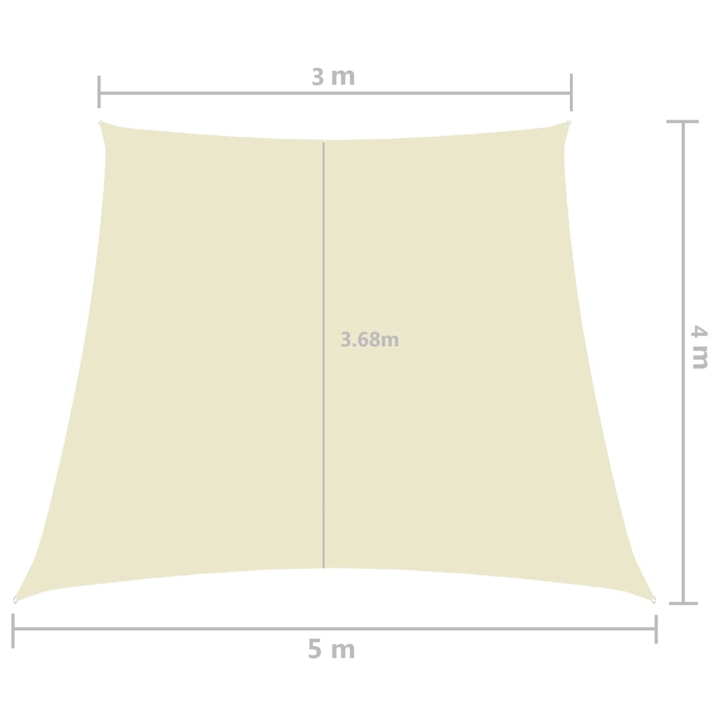 vidaXL Voile de parasol Tissu Oxford trapèze 3/5x4 m Crème