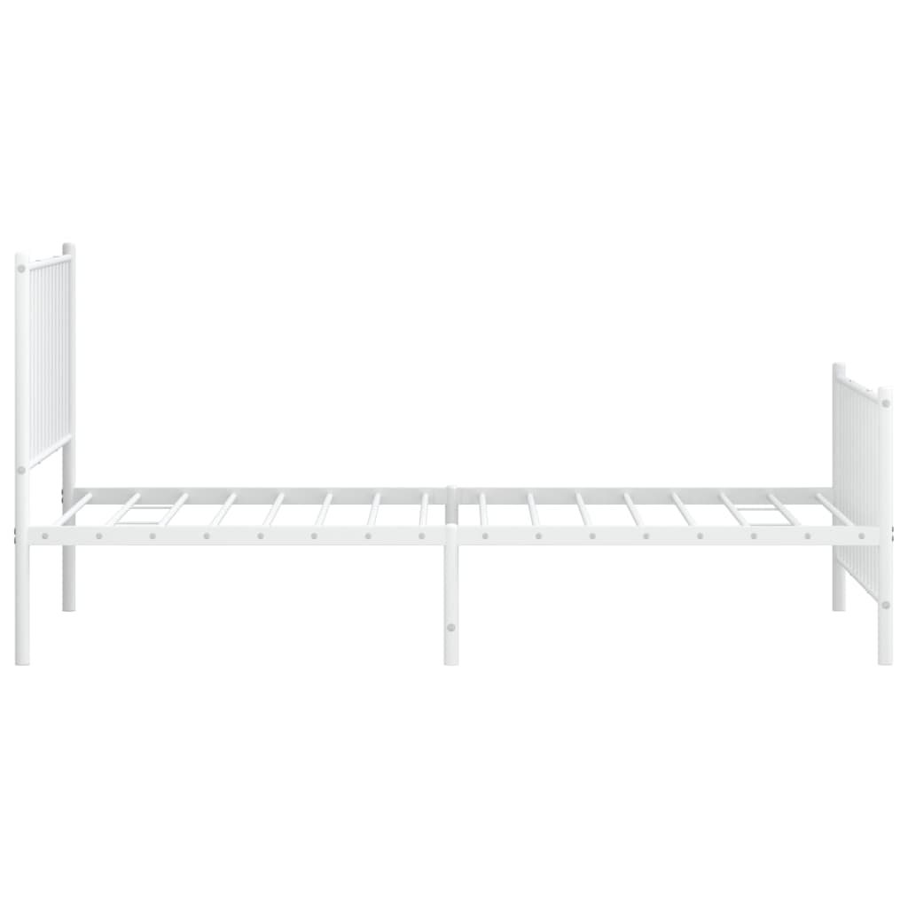 vidaXL Cadre de lit métal sans matelas et pied de lit blanc 100x190 cm