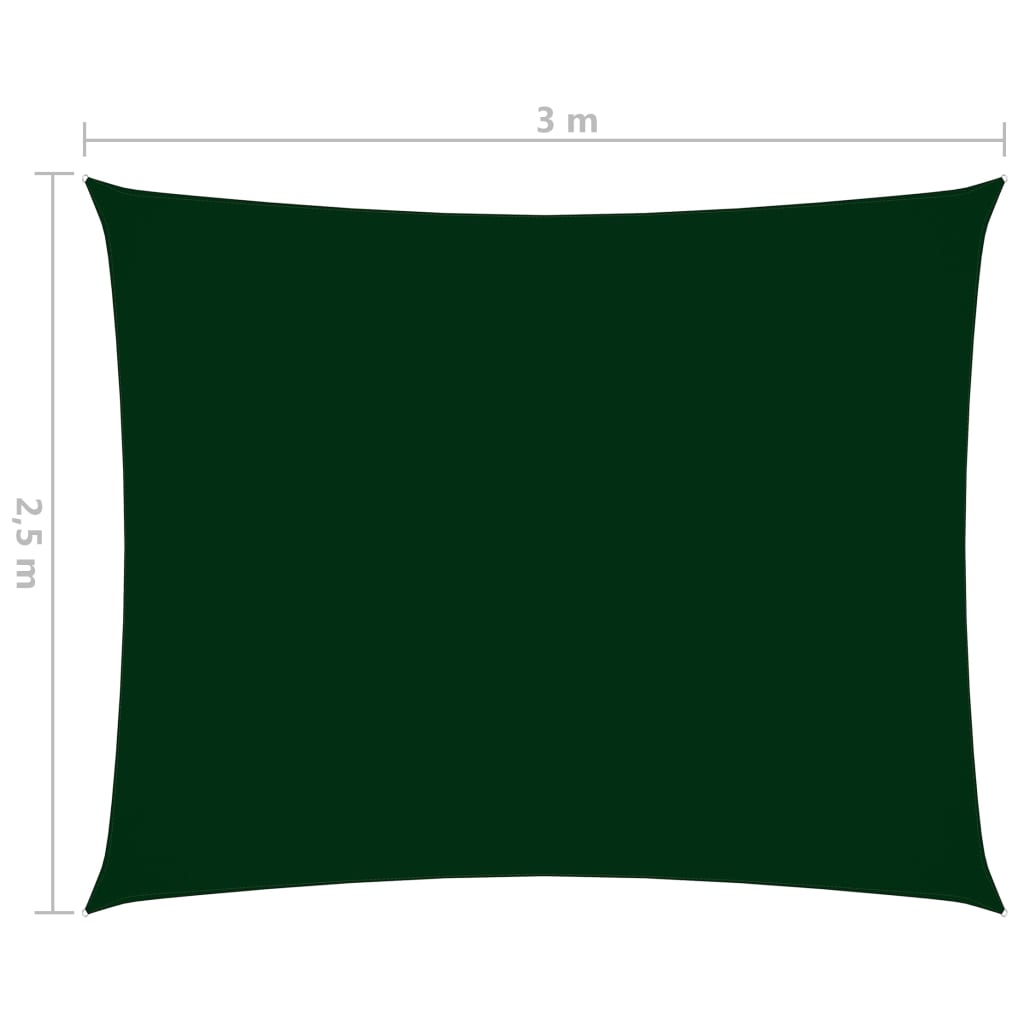 vidaXL Voile de parasol tissu oxford rectangulaire 2,5x3 m vert foncé