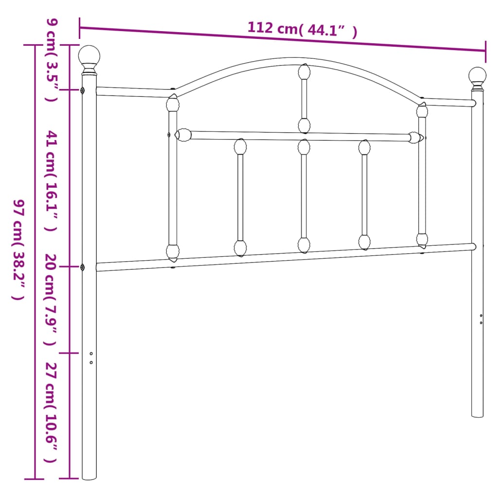 vidaXL Tête de lit métal blanc 100 cm