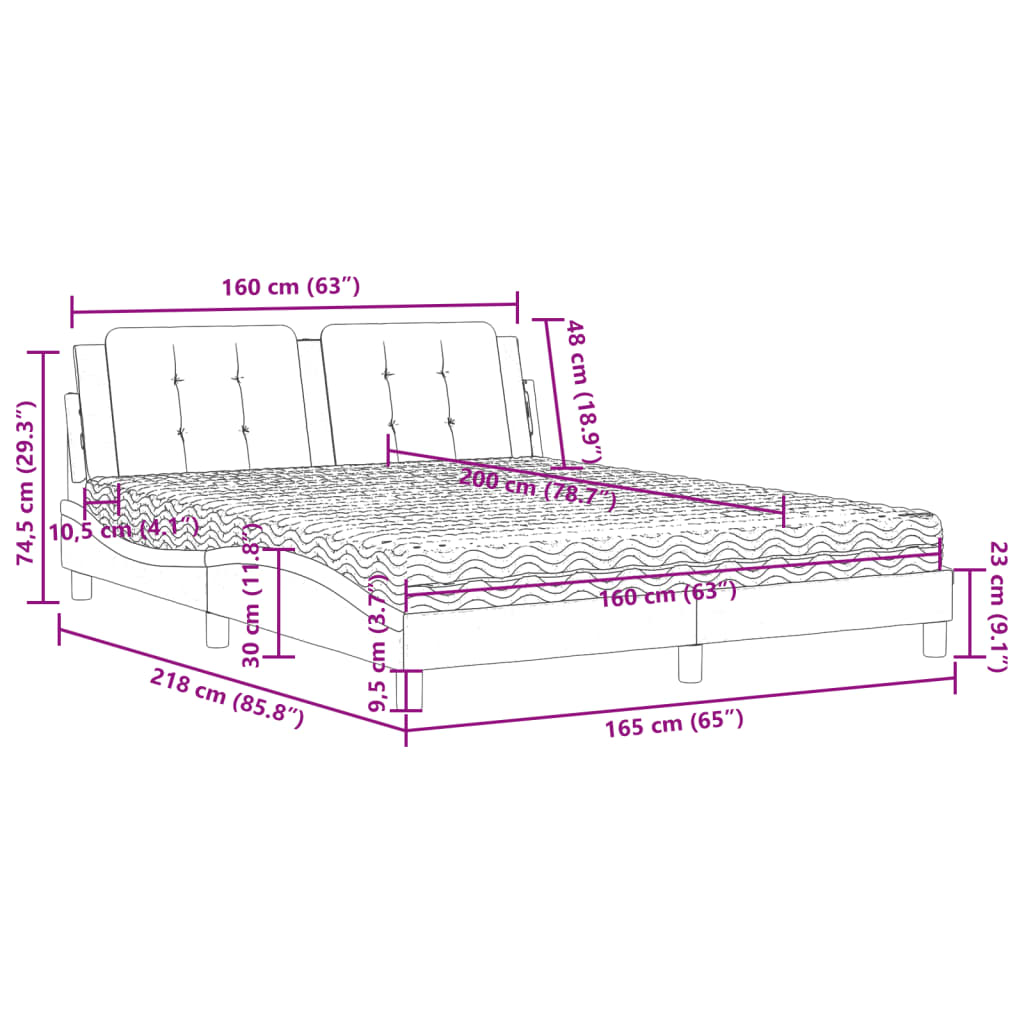 vidaXL Lit avec matelas marron 160x200 cm similicuir