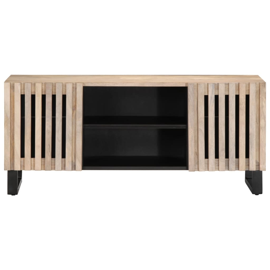 vidaXL Meuble TV blanc 105x34x46 cm bois massif de manguier