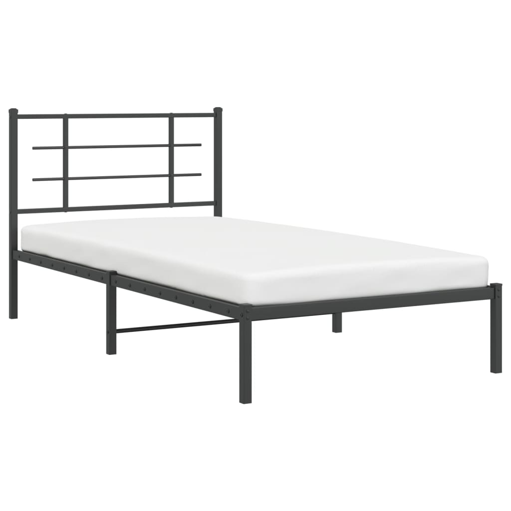 vidaXL Cadre de lit métal sans matelas avec tête de lit noir 100x200cm