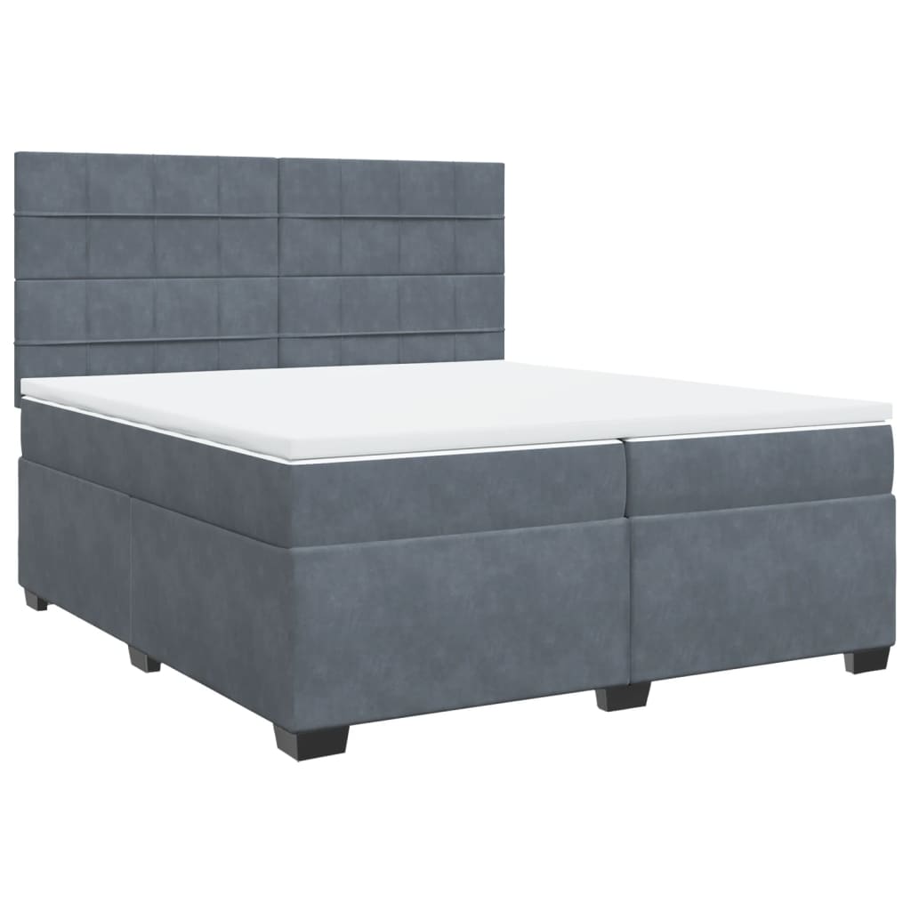 vidaXL Sommier à lattes de lit et matelas Gris foncé 200x200cm Velours