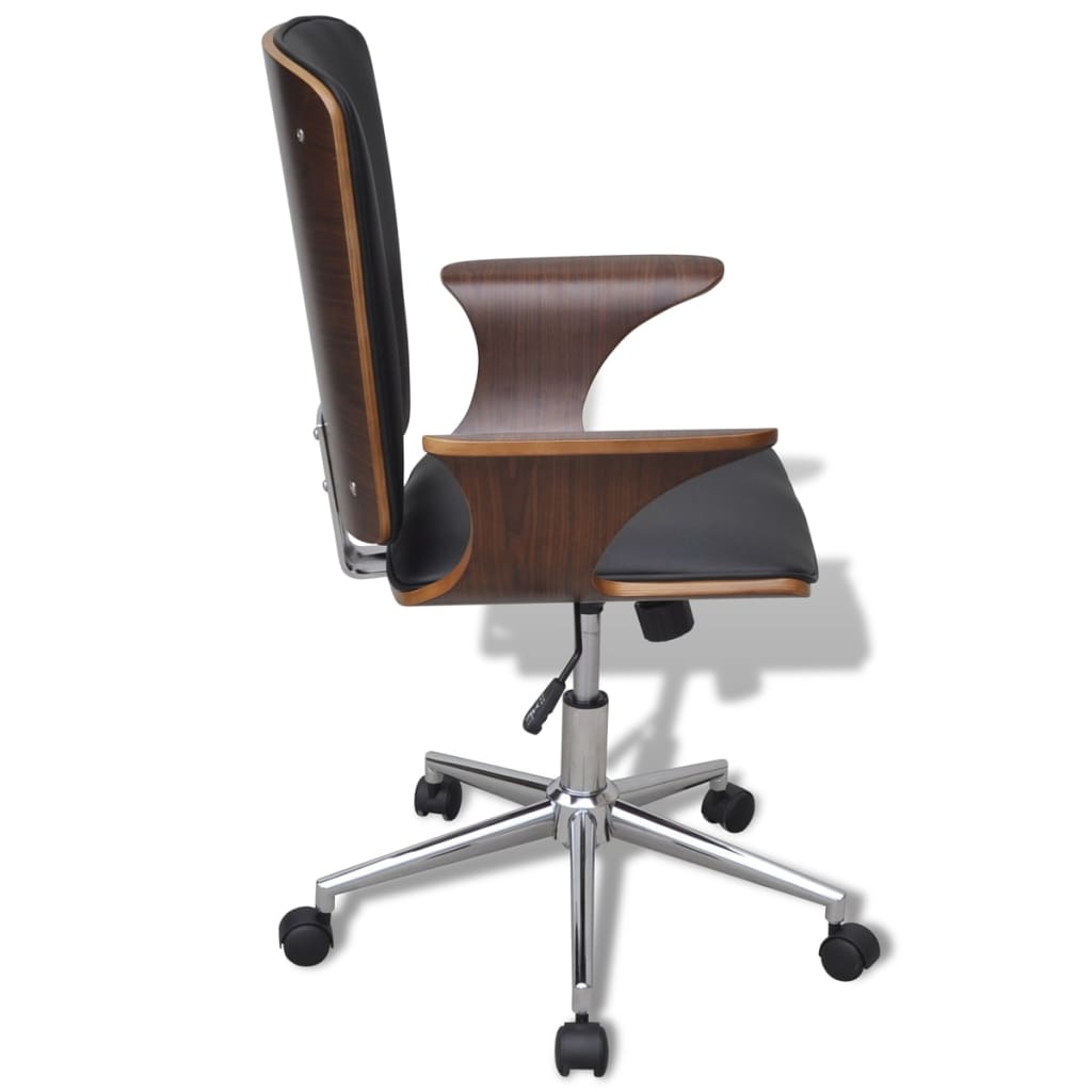 vidaXL Chaise de bureau Bois courbé avec tapisserie en similicuir