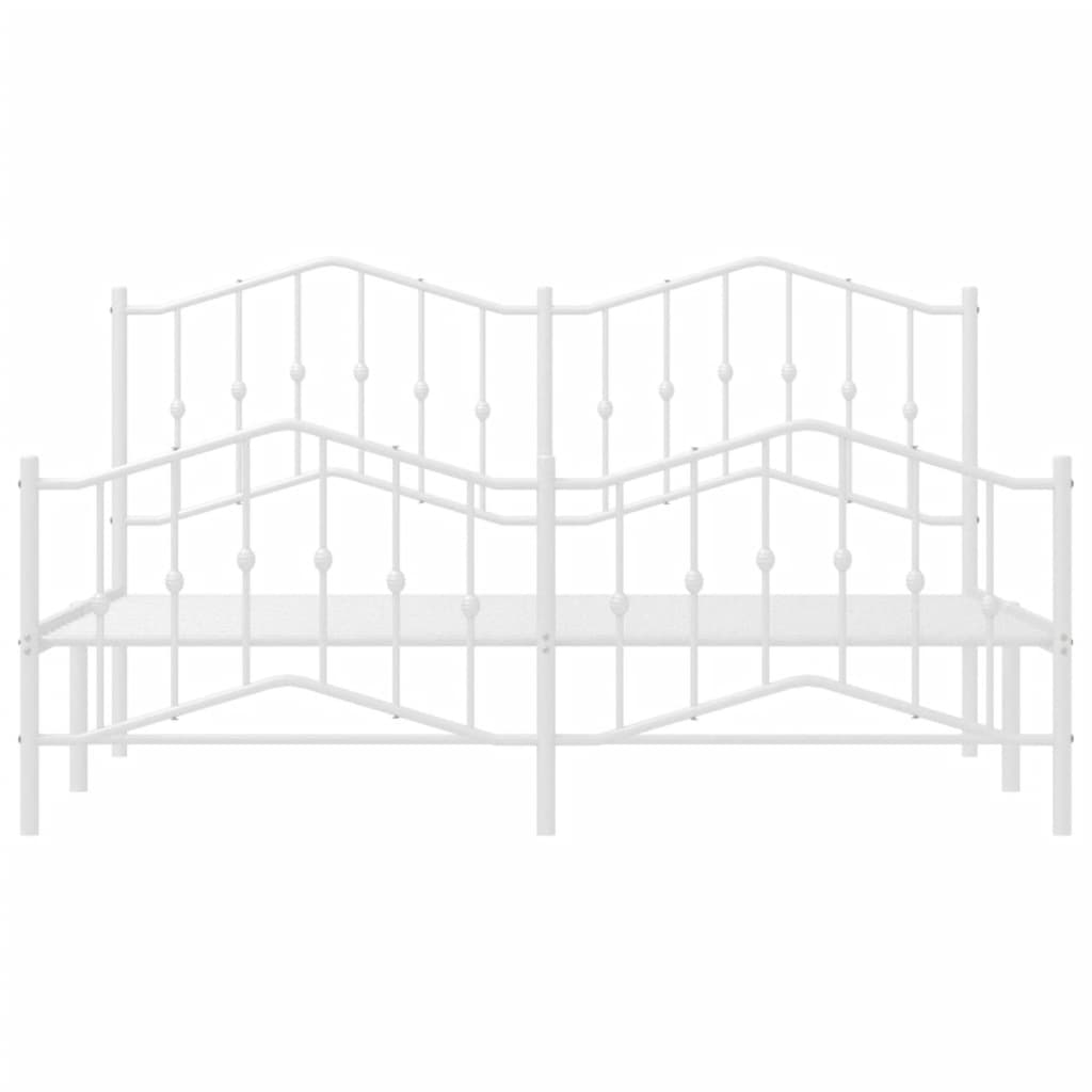 vidaXL Cadre de lit métal sans matelas et pied de lit blanc 183x213 cm