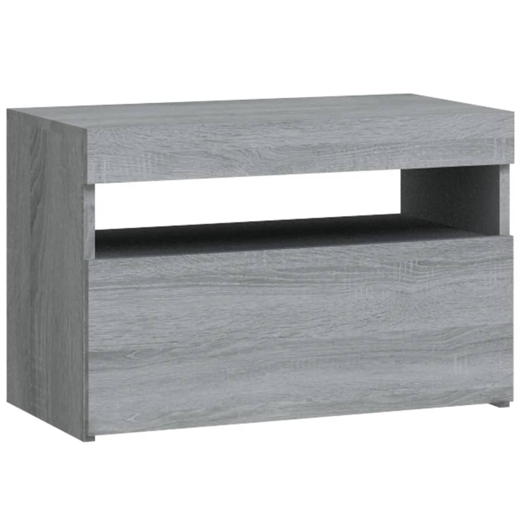 vidaXL Table de chevet avec lumières LED Sonoma gris 60x35x40 cm