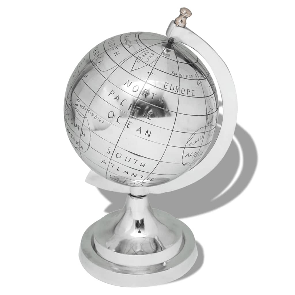 vidaXL Globe terrestre avec pied Aluminium Argenté 35 cm