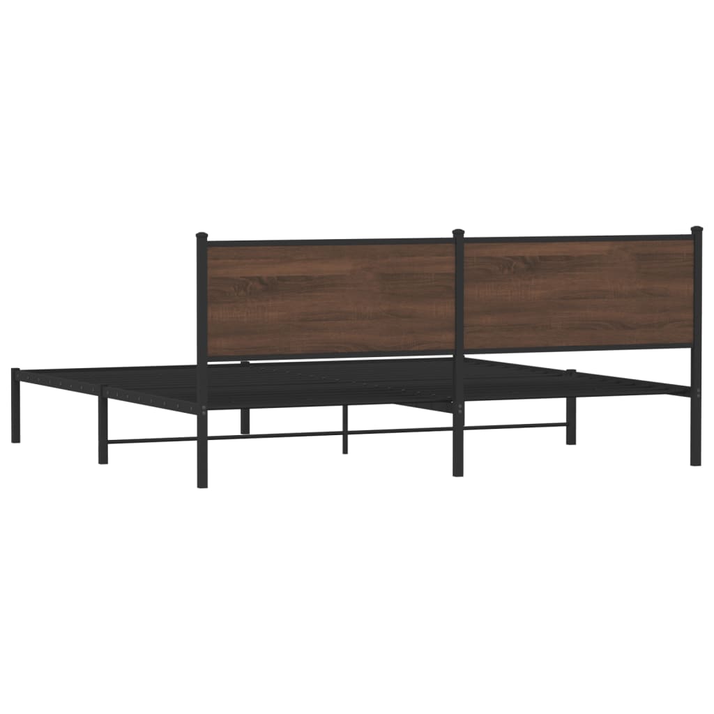 vidaXL Cadre de lit en métal sans matelas chêne marron 193x203 cm