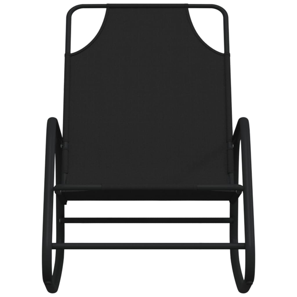 vidaXL Chaise longue à bascule Noir Acier et textilène