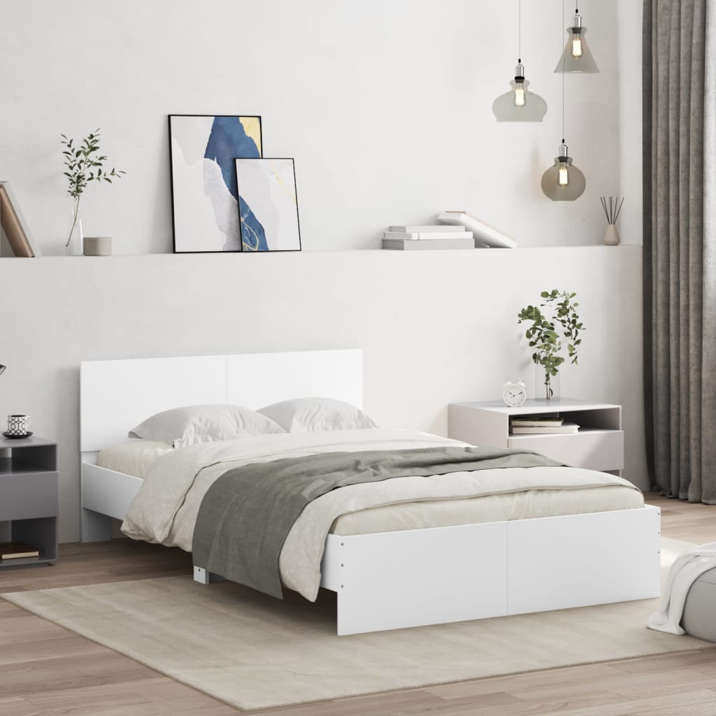vidaXL Cadre de lit avec tête de lit blanc 120x190 cm