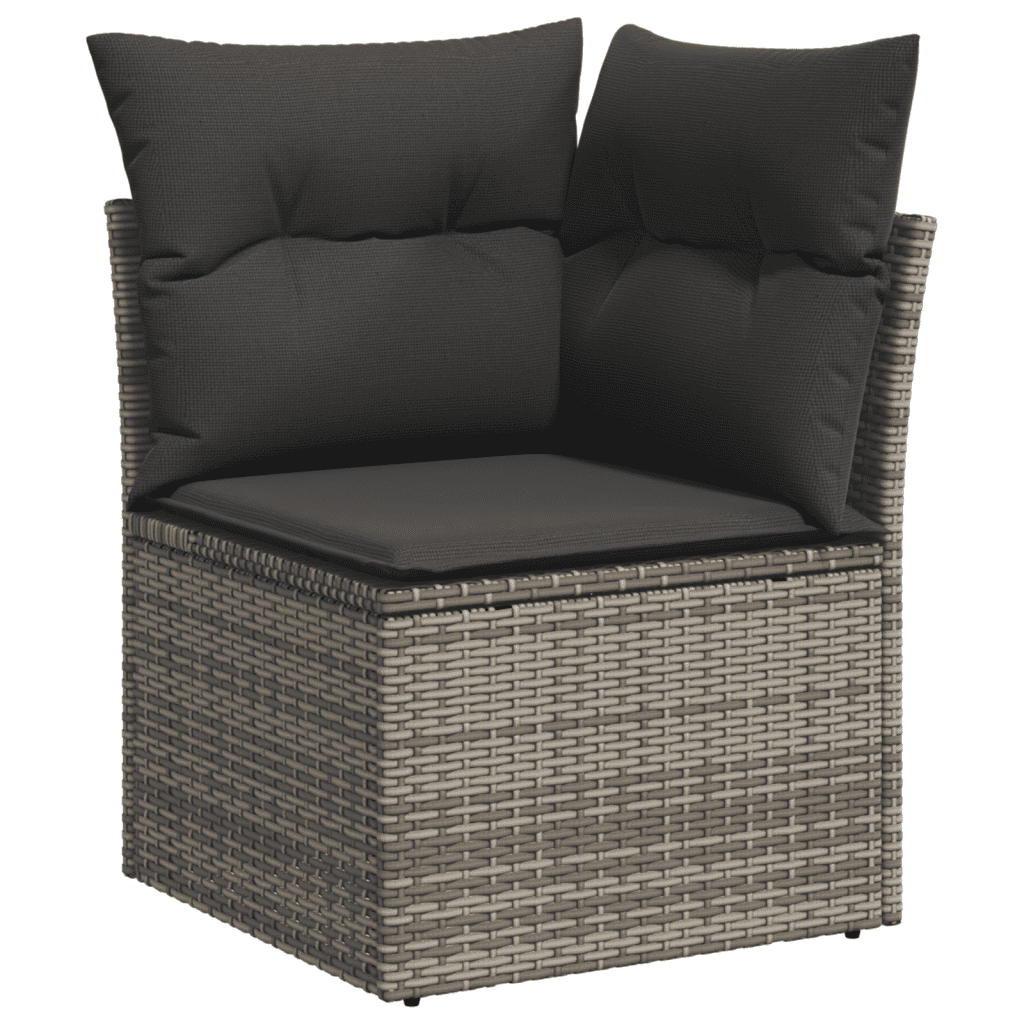 vidaXL Salon de jardin 9 pcs avec coussins gris résine tressée