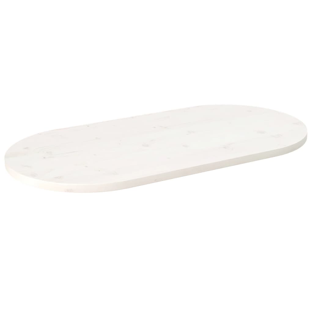 vidaXL Dessus de table blanc 90x45x2,5 cm bois de pin massif ovale