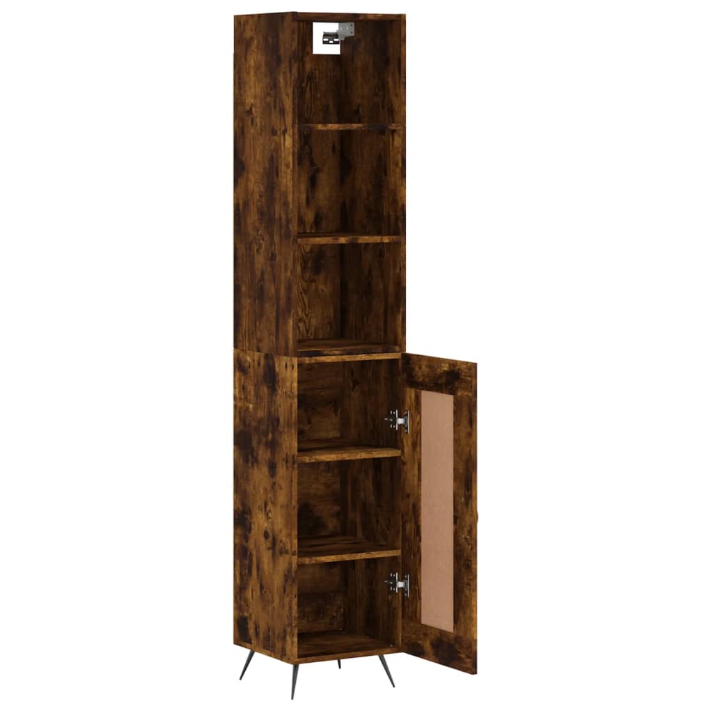 vidaXL Buffet haut Chêne fumé 34,5x34x180 cm Bois d'ingénierie