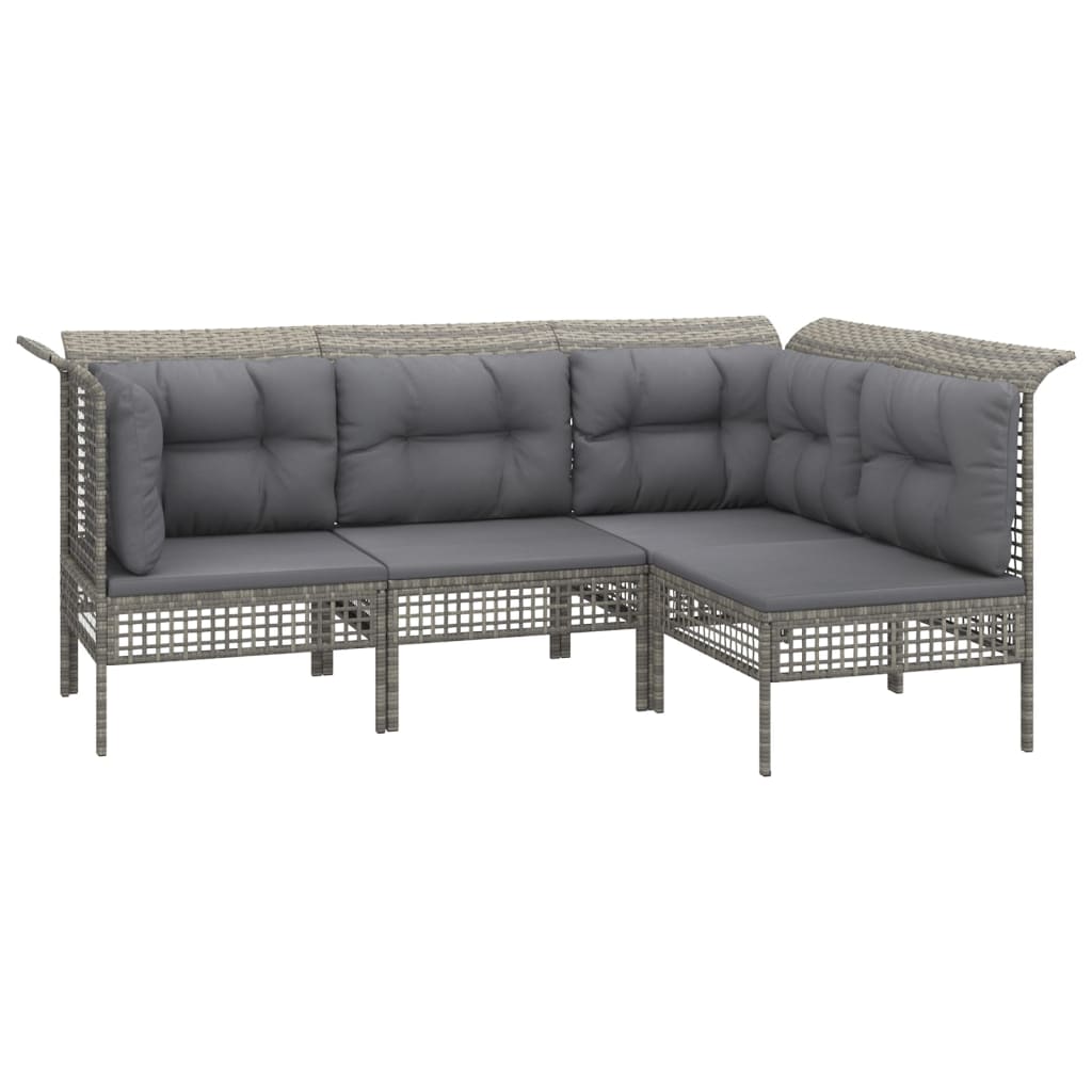 vidaXL Salon de jardin 9 pcs avec coussins Gris Résine tressée