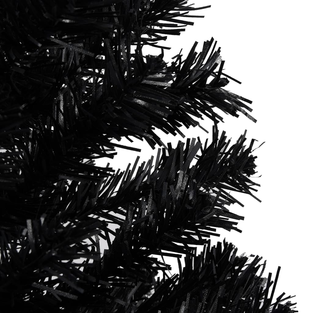 vidaXL Arbre de Noël artificiel pré-éclairé et boules noir 240 cm PVC
